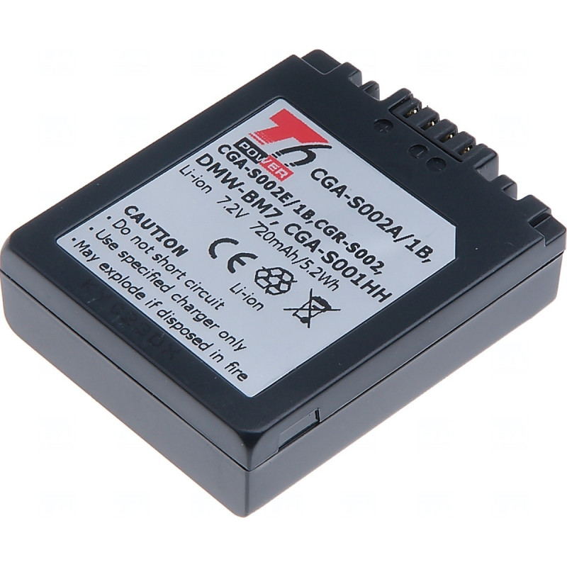 Batéria T6 Power Panasonic DMW-BM7, CGA-S002E, CGA-S002, 720mAh, 5,2Wh