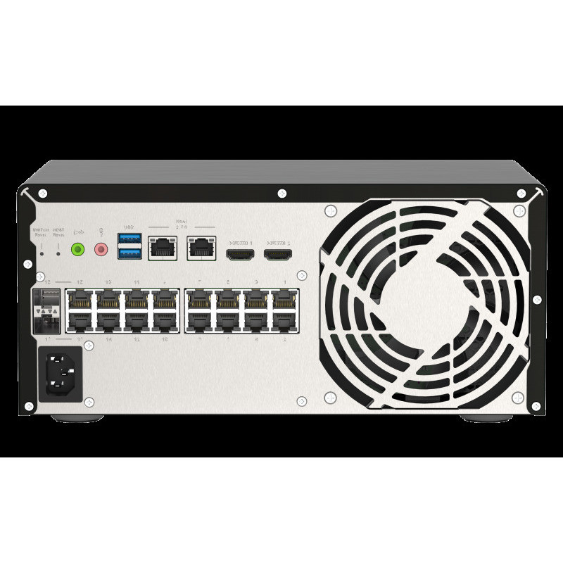 QNAP riadený switch QGD-3014-16PT-8G (16x GbE PoE+, 4core CPU, 4x SATA, 8GB RAM, 2x HDMI, 3x USB)