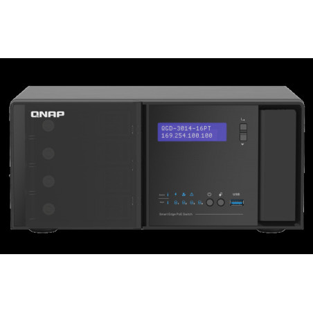 QNAP riadený switch QGD-3014-16PT-8G (16x GbE PoE+, 4core CPU, 4x SATA, 8GB RAM, 2x HDMI, 3x USB)