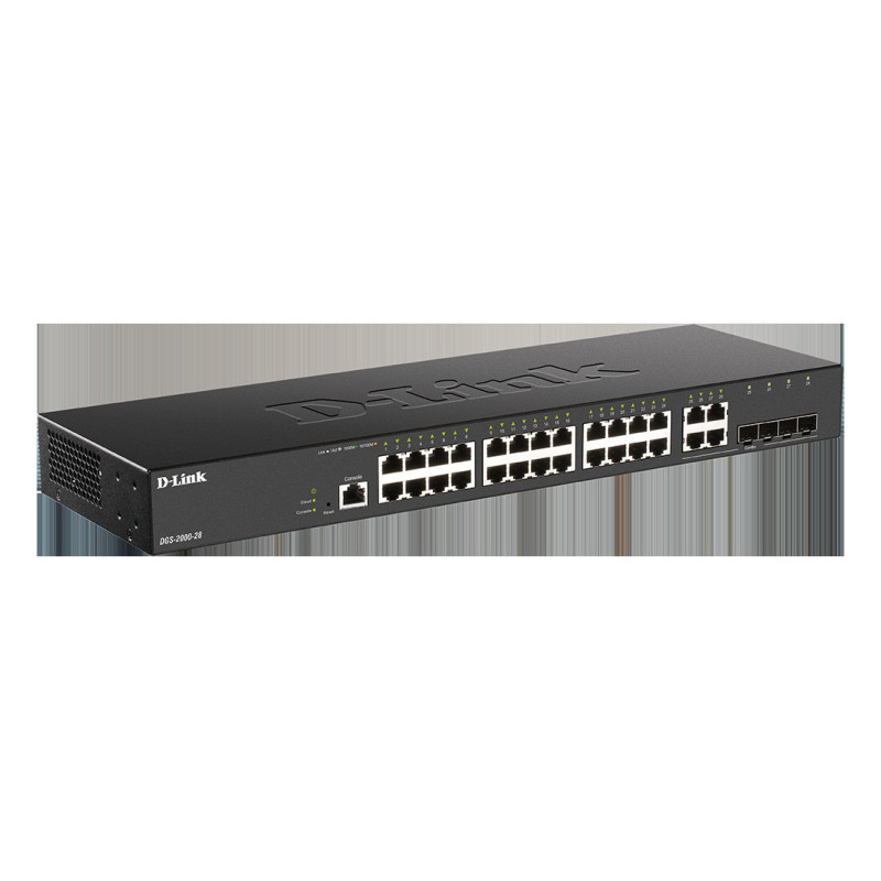 D-Link DGS-2000-28 Managed switch, 24x GbE, 4x RJ45/SFP, fanless