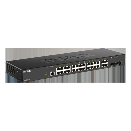 D-Link DGS-2000-28 Managed switch, 24x GbE, 4x RJ45/SFP, fanless