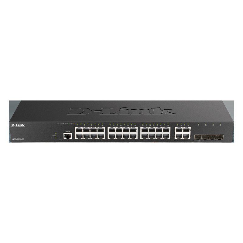 D-Link DGS-2000-28 Managed switch, 24x GbE, 4x RJ45/SFP, fanless