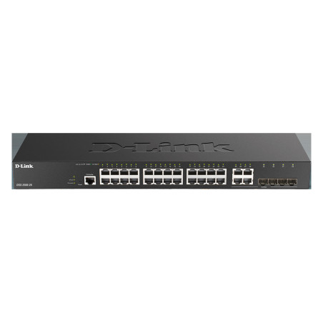 D-Link DGS-2000-28 Managed switch, 24x GbE, 4x RJ45/SFP, fanless