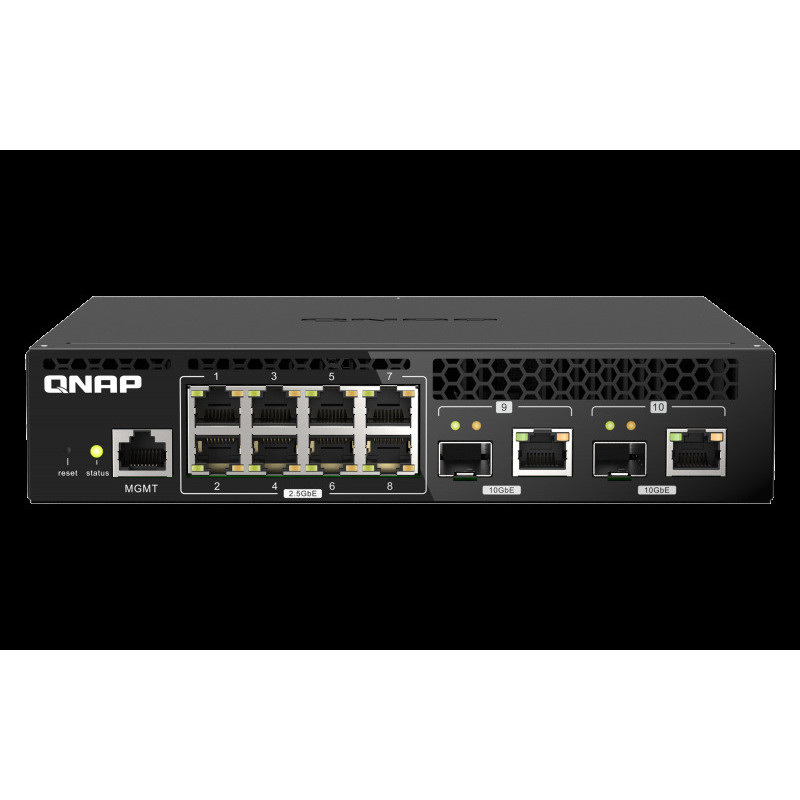 QNAP riadený switch QSW-M2108R-2C (8x 2,5GbE RJ45 a 2x kombo 10GbE SFP+/RJ-45, malá šírka)