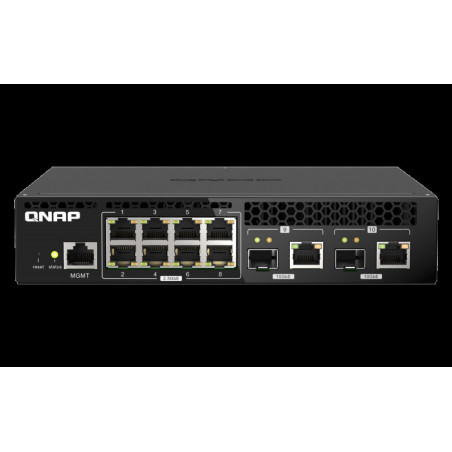 QNAP riadený switch QSW-M2108R-2C (8x 2,5GbE RJ45 a 2x kombo 10GbE SFP+/RJ-45, malá šírka)