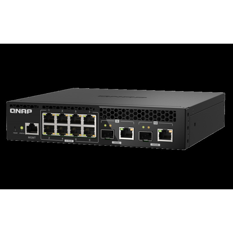 QNAP riadený switch QSW-M2108R-2C (8x 2,5GbE RJ45 a 2x kombo 10GbE SFP+/RJ-45, malá šírka)