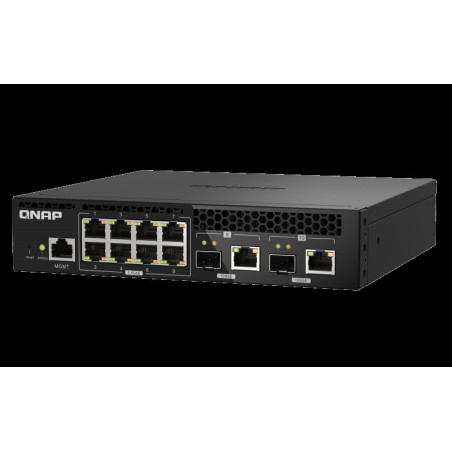 QNAP riadený switch QSW-M2108R-2C (8x 2,5GbE RJ45 a 2x kombo 10GbE SFP+/RJ-45, malá šírka)