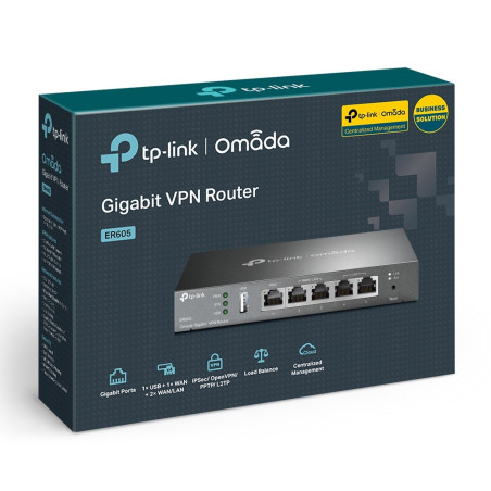 TP-Link ER605 v2 Gb Multi-WAN VPN router, port USB, Omada SDN