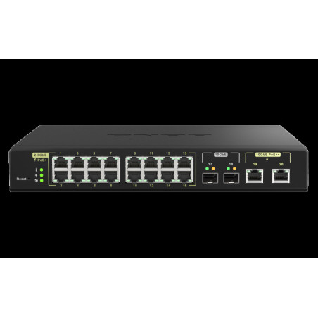 QNAP riadený switch QSW-M2116P-2T2S (16x 2,5GbE PoE+ RJ45 / 2x 10GbE RJ45 PoE++ / 2x 10GbE SFP+)