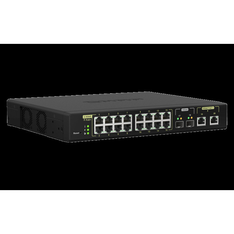 QNAP riadený switch QSW-M2116P-2T2S (16x 2,5GbE PoE+ RJ45 / 2x 10GbE RJ45 PoE++ / 2x 10GbE SFP+)