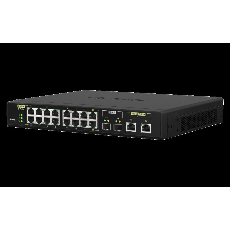 QNAP riadený switch QSW-M2116P-2T2S (16x 2,5GbE PoE+ RJ45 / 2x 10GbE RJ45 PoE++ / 2x 10GbE SFP+)