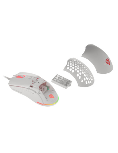 Genesis herná optická myš KRYPTON 750/RGB/8000 DPI/Herná/Optická/8 000 DPI/Drôtová USB/Biela