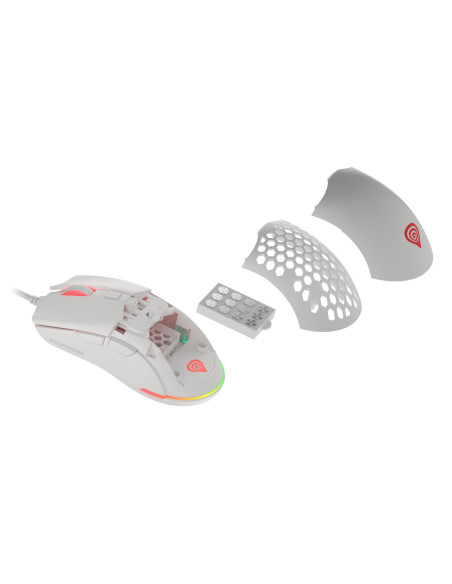 Genesis herná optická myš KRYPTON 750/RGB/8000 DPI/Herná/Optická/8 000 DPI/Drôtová USB/Biela