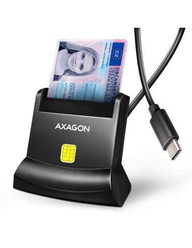 AXAGON CRE-SM4NC, USB-C čítačka kontaktných kariet Smart Card (eObčanka), stojanková, kábel 1,2 m