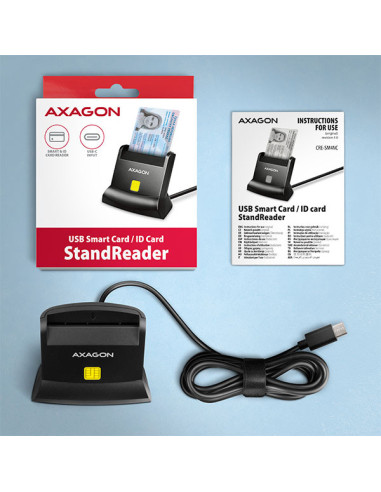 AXAGON CRE-SM4NC, USB-C čítačka kontaktných kariet Smart Card (eObčanka), stojanková, kábel 1,2 m