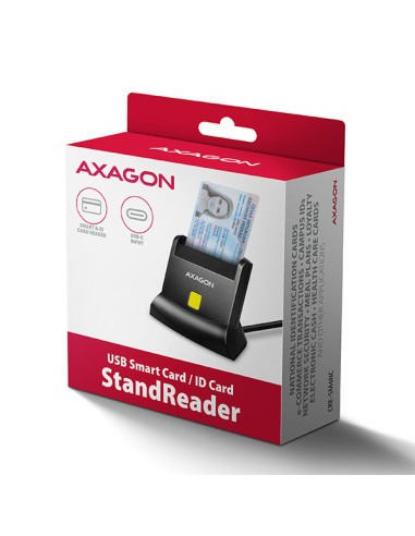 AXAGON CRE-SM4NC, USB-C čítačka kontaktných kariet Smart Card (eObčanka), stojanková, kábel 1,2 m
