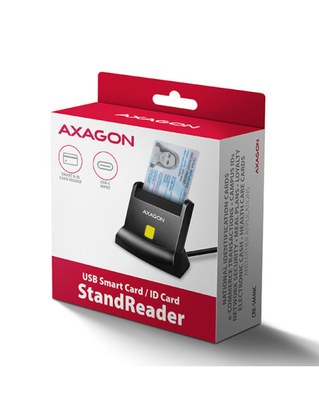 AXAGON CRE-SM4NC, USB-C čítačka kontaktných kariet Smart Card (eObčanka), stojanková, kábel 1,2 m