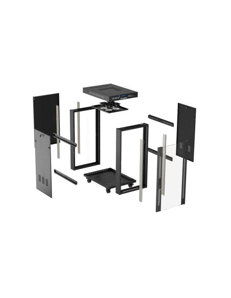 LANBERG 19" VOĽNE STOJÚCA RACKOVÁ SKRIŇA 37U/600X800 (FLAT PACK) S PRESKLENÝMI DVERAMI LCD ČIERNA
