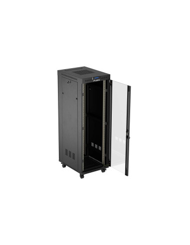 LANBERG 19" VOĽNE STOJÚCA RACKOVÁ SKRIŇA 37U/600X800 (FLAT PACK) S PRESKLENÝMI DVERAMI LCD ČIERNA
