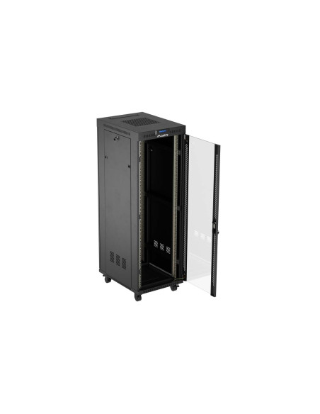 LANBERG 19" VOĽNE STOJÚCA RACKOVÁ SKRIŇA 37U/600X800 (FLAT PACK) S PRESKLENÝMI DVERAMI LCD ČIERNA