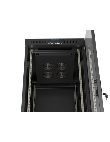 LANBERG 19" VOĽNE STOJÚCA RACKOVÁ SKRIŇA 37U/600X800 (FLAT PACK) S PRESKLENÝMI DVERAMI LCD ČIERNA
