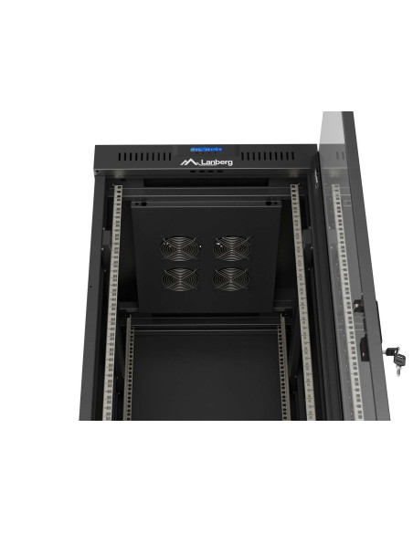 LANBERG 19" VOĽNE STOJÚCA RACKOVÁ SKRIŇA 37U/600X800 (FLAT PACK) S PRESKLENÝMI DVERAMI LCD ČIERNA