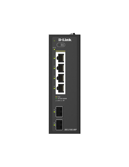 D-Link DIS-210G-06P 6-port Gigabit Industrial PoE+ Smart Managed Switch with 2 x SFP Ports