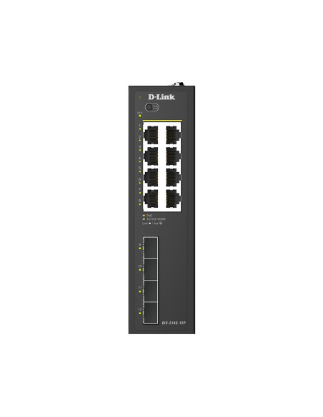 D-Link DIS-210G-12P 12-Port Gigabit Industrial PoE+ Smart Managed Switch with 4 x SFP Ports