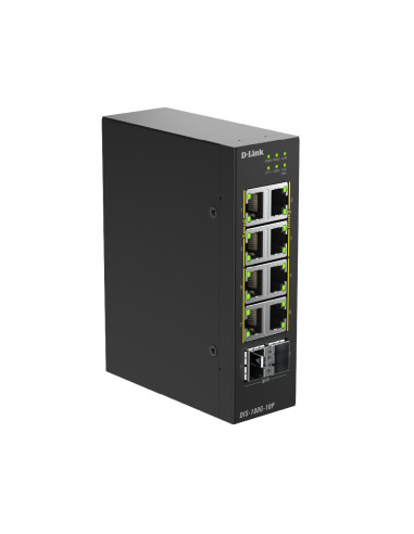 D-Link DIS-100G-10P 10-Port Gigabit Industrial PoE+ Unmanaged Switch with 2 x 2.5G SFP+ Ports