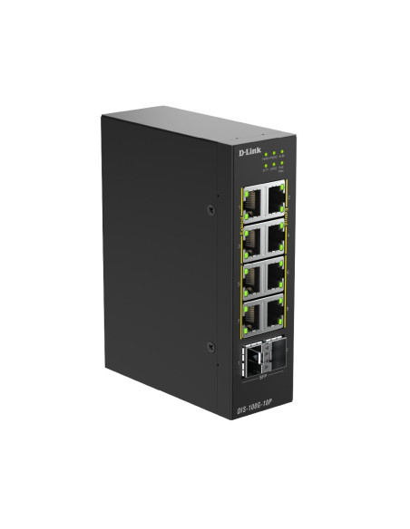 D-Link DIS-100G-10P 10-Port Gigabit Industrial PoE+ Unmanaged Switch with 2 x 2.5G SFP+ Ports