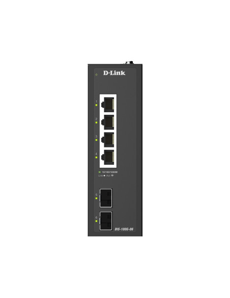 D-Link DIS-100G-06 6-Port Gigabit Industrial Unmanaged Switch with 2 x SFP Ports