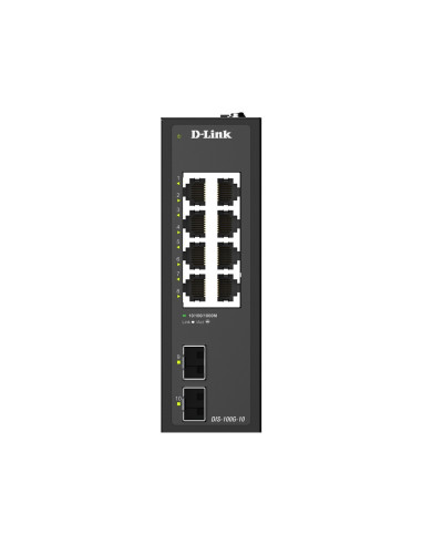 D-Link DIS-100G-10 10-Port Gigabit Industrial Unmanaged Switch with 2 x SFP Ports