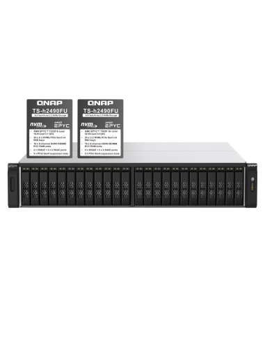 QNAP TS-h2490FU-7232P-32G (AMD EPYC, ZFS, 32GB ECC RAM, 24x 2,5" U.2, 2x 2,5GbE, 4x 25Gb SFP28)