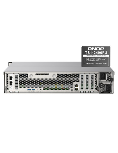 QNAP TS-h2490FU-7232P-32G (AMD EPYC, ZFS, 32GB ECC RAM, 24x 2,5" U.2, 2x 2,5GbE, 4x 25Gb SFP28)