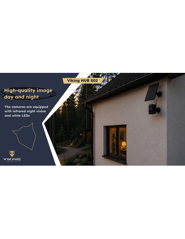 Set solárnych kamier Viking HUB S02/8000 mAh/ mobilné aplikácie/ outdoor