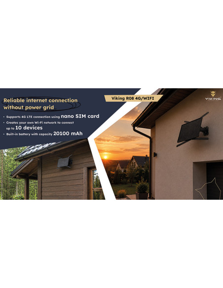 Solárny router Viking R08 4G/WiFi/solárne napájanie/WiFi až pre 10 zariadení/download - 15Mbps