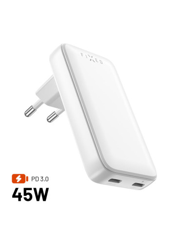 GaN nabíjačka FIXED Slim, 45W, PD2.0, 2xUSB-C