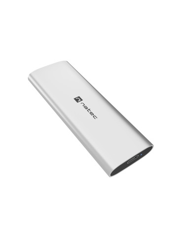Externý box pre SSD Natec RHINO M.2 NVME LITE USB-C 3.2 GEN 2, hliníkové telo, ARCTIC SILVER
