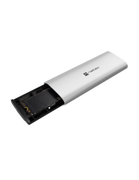 Externý box pre SSD Natec RHINO M.2 NVME LITE USB-C 3.2 GEN 2, hliníkové telo, ARCTIC SILVER