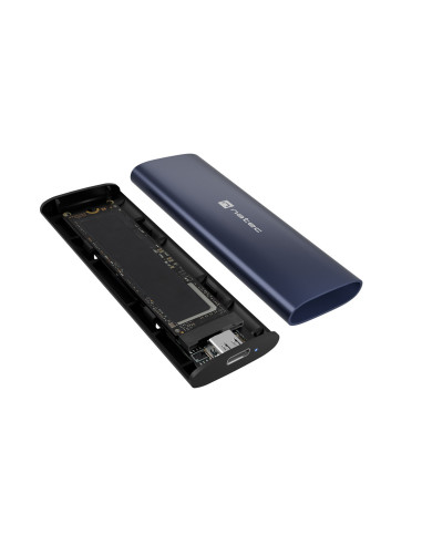 Externý box pre SSD Natec RHINO M.2 NVME LITE USB-C 3.2 GEN 2, hliníkové telo, STEEL NAVY