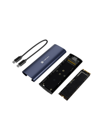 Externý box pre SSD Natec RHINO M.2 NVME LITE USB-C 3.2 GEN 2, hliníkové telo, STEEL NAVY