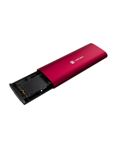 Externý box pre SSD Natec RHINO M.2 NVME LITE USB-C 3.2 GEN 2, hliníkové telo, RUBY RED
