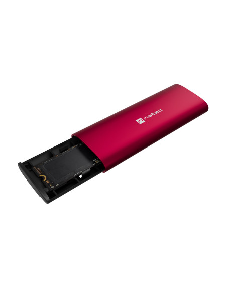 Externý box pre SSD Natec RHINO M.2 NVME LITE USB-C 3.2 GEN 2, hliníkové telo, RUBY RED