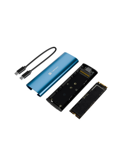 Externý box pre SSD Natec RHINO M.2 NVME LITE USB-C 3.2 GEN 2, hliníkové telo, HORIZON BLUE