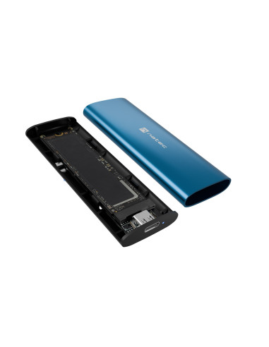Externý box pre SSD Natec RHINO M.2 NVME LITE USB-C 3.2 GEN 2, hliníkové telo, HORIZON BLUE