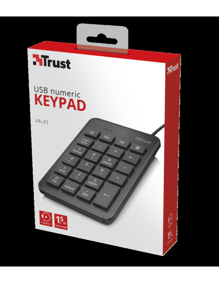 TRUST XALAS Numerický blok, USB, čierny