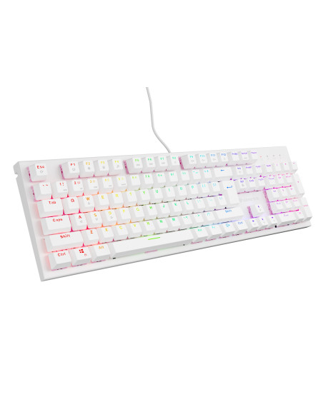Genesis herná mechanická klávesnica THOR 303/RGB/Outemu Peach Silent/Drôtová USB/US layout/Biela
