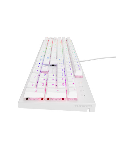 Genesis herná mechanická klávesnica THOR 303/RGB/Outemu Peach Silent/Drôtová USB/US layout/Biela