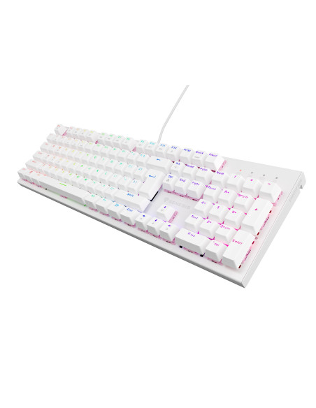 Genesis herná mechanická klávesnica THOR 303/RGB/Outemu Peach Silent/Drôtová USB/US layout/Biela