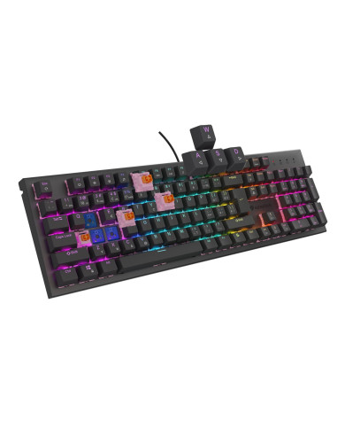 Genesis tichá herná klávesnica THOR 303/RGB/Outemu Peach Silent/Drôtová USB/ CZ- SK layout/Čierna